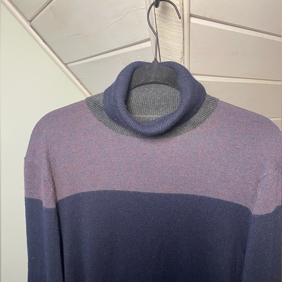 TED BAKER merino wool lightweight gray purple turtleneck sweater size 3 - Picture 3 of 15